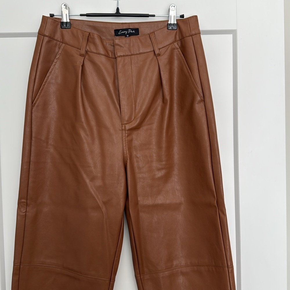 Faux leather brown trouser pants - Picture 2 of 6